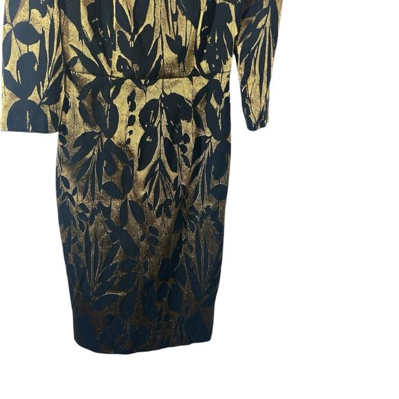 Trina Turk Metallic Jacquard Off-the-Shoulder Sumire Dress Size 4 – Black & Gold - Picture 7 of 14
